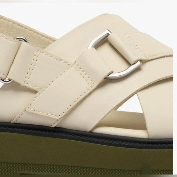 Sorel Full Grain Leather Crisscross Sandal Chalk Utility Green Size 7 - Picture 6 of 11